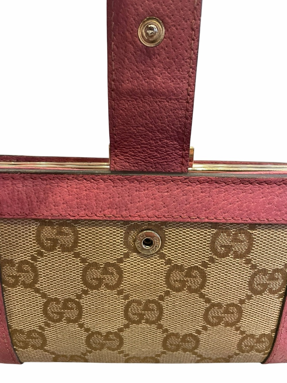 Gucci Beige GG Canvas Wallet with Pink Leather Trim - Picture 8 of 10